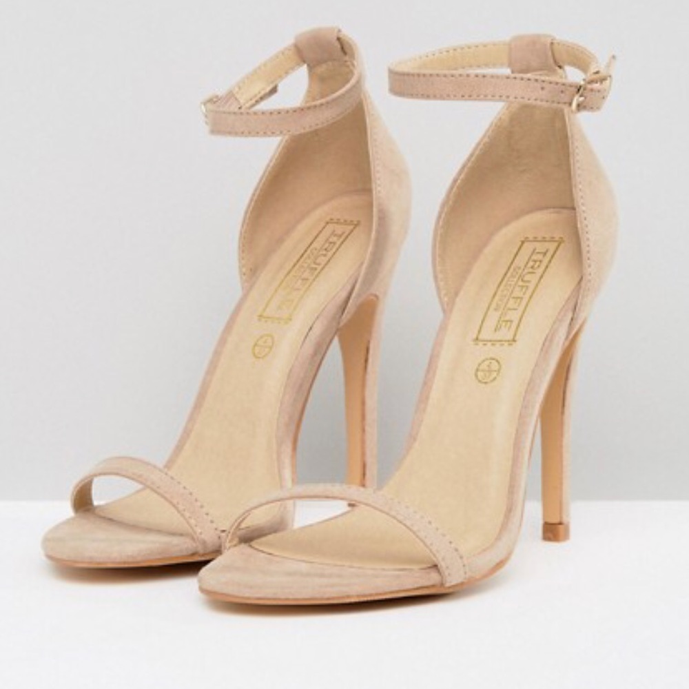 Nude strappy  barely there sandal heel shoes